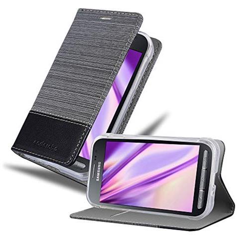 Custodia Compatibile Con Samsung Galaxy Xcover 3 In Grigio Nero - Coperchio Protettiva Con Chiusura Magnetica, Funzione Stand E Tasca Per Le Carte - Foto 1