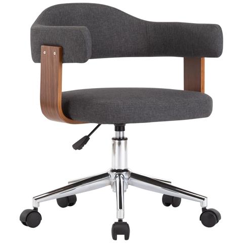 Sedia da Ufficio Girevole Grigia in Legno Piegato e Tessuto - Foto 1