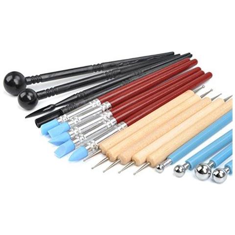 19pack Del Polimero Tools Con Riutilizzabili Pouch 9pcs Sfera Dello Stilo Che Punteggia Strumenti 5pcs Colori Shapers 4pcs Strumenti Di Ceramica Di Plastica Per La Modellazione Sculpting Shaping Goffratura A Secco - Foto 2