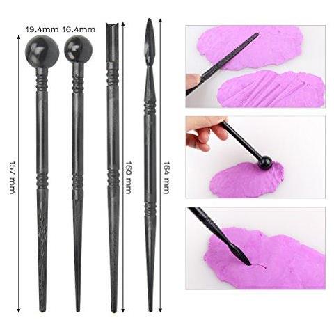 19pack Del Polimero Tools Con Riutilizzabili Pouch 9pcs Sfera Dello Stilo Che Punteggia Strumenti 5pcs Colori Shapers 4pcs Strumenti Di Ceramica Di Plastica Per La Modellazione Sculpting Shaping Goffratura A Secco - Foto 4