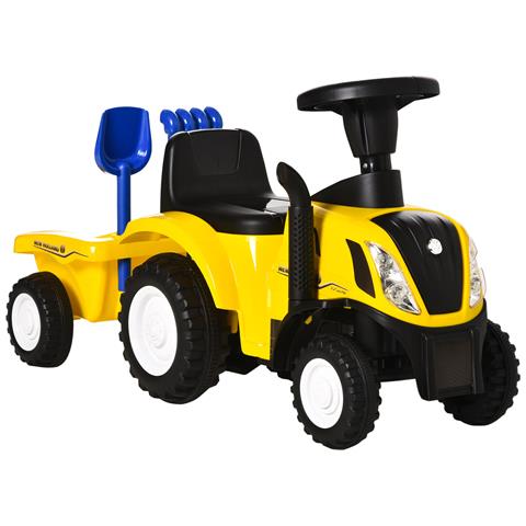 Trattore Per Bambini Cavalcabile Con Rimorchio, Rastrello E Pala 12-36 Mesi - Giallo - Foto 1
