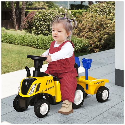 Trattore Per Bambini Cavalcabile Con Rimorchio, Rastrello E Pala 12-36 Mesi - Giallo - Foto 6
