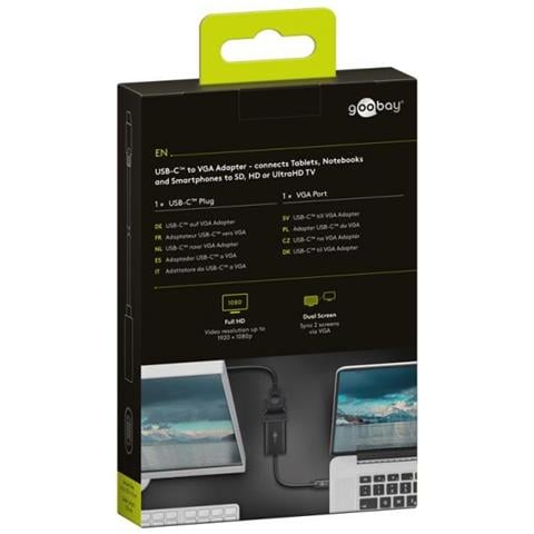 Goobay 51776 Cavo E Adattatore Video 0,2 M Usb Tipo-c Vga (d-sub) Nero - Foto 3