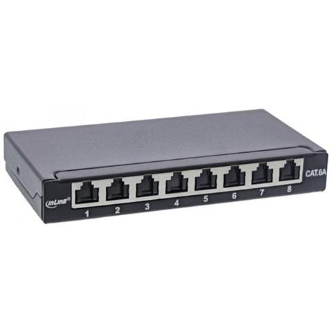 Inline Patch Panel Cat.6a 0.5u A 8 Vie, Nero, Protezione Antipolvere - Foto 1