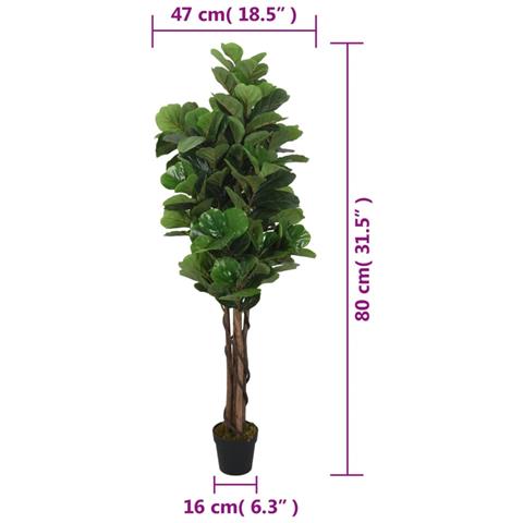 Albero Ficus Lyrata 96 Foglie 80 Cm Verde - Foto 8