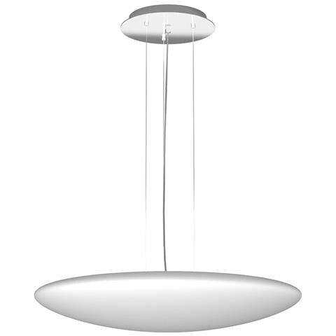 Lampada A Sospensione Trio Sandrina 50cm - 3 Luci E27, Paralume In Vetro Satinato Bianco, Cromo, Altezza 150 Cm, Dimmerabile