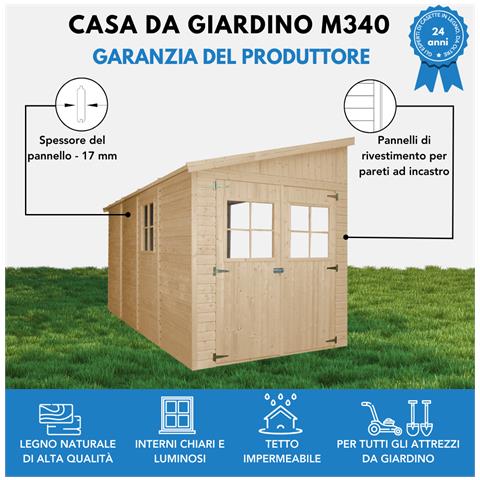 Casa Da Giardino In Legno Naturale (senza Parete Laterale) Con Pavimento Impregnato 416x211 Cm / 8 M² - Timbela M340+m340g - Foto 4