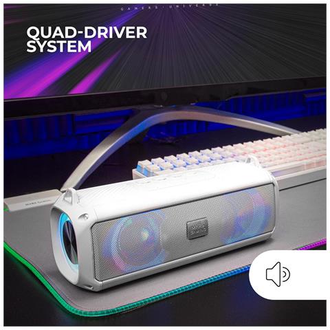 Mars Gaming Msb-xt, Altoparlante Portatile + Soundbar 2in1, Illuminazione Rgb Dinamica, Sistema Audio A 4 Driver 20w, Altoparlante Bluetooth 5.3 + Aux/microsd/usb/fm Radio, Bianco - Foto 8