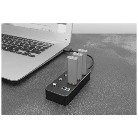 Hub Usb 3.0, 4 Porte, Attivabile, Alloggiamento In Alluminio (usb3.0 Hub 4-port Switch Alu - Switch Aluminium Ca - Foto 2