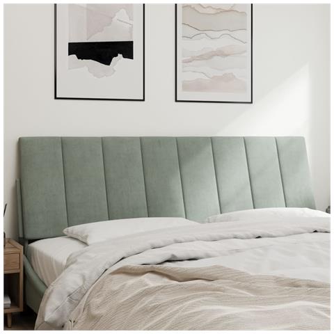 Cuscino Testiera Grigio Chiaro 160 Cm In Velluto - Foto 3
