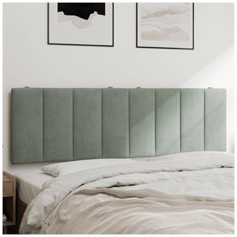 Cuscino Testiera Grigio Chiaro 160 Cm In Velluto - Foto 1