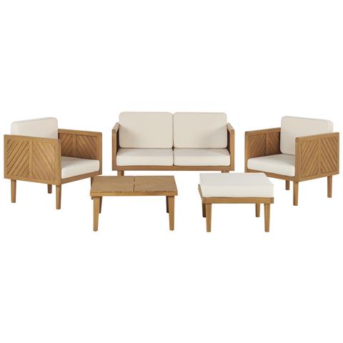 Salotto Da Giardino 4 Posti Legno Acacia Chiaro E Beige Chiaro Baratti - Foto 2