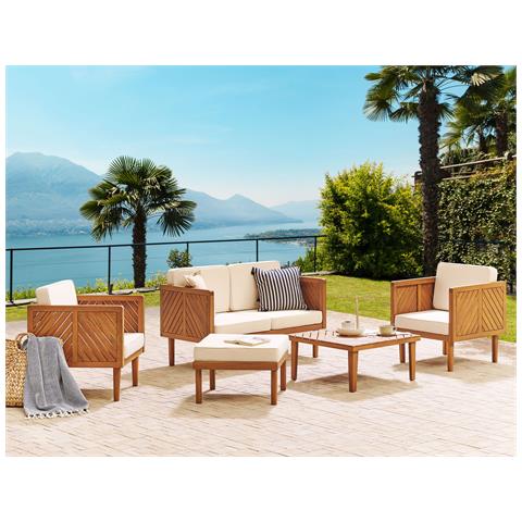 Salotto Da Giardino 4 Posti Legno Acacia Chiaro E Beige Chiaro Baratti - Foto 1