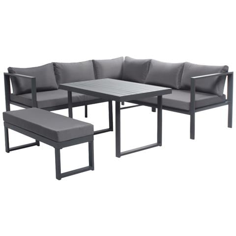 Set Di Mobili Da Giardino Grigio Scuro A 6 Posti Marbella Divano + Panca - Foto 1