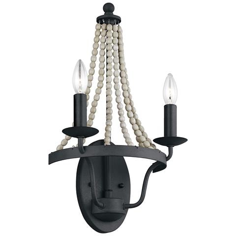 Applique Classica Nori Acciaio Zinco Scuro Anticato Legno Grigio 2 Luci E14 - Foto 1