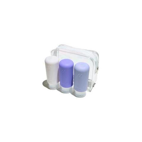 Set Di 3 Flanconcini Da Viaggio In Silicone Da 98 Ml In Busta Impermeabile Trasparente Con Cerniera Viola - Foto 1