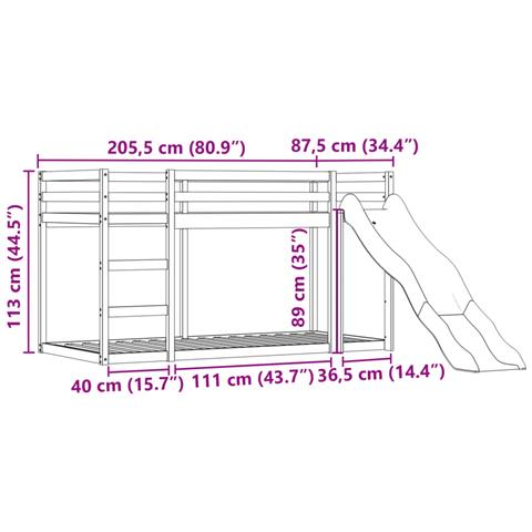 Letto a Castello con Scivolo e Tende Blu 80x200 cm - Foto 2