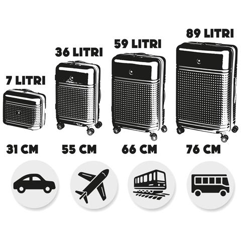 Set 4 Valigie Rigide In Abs Da Viaggio Nero Con Ruote Easy Roll E Beauty Case - Foto 5