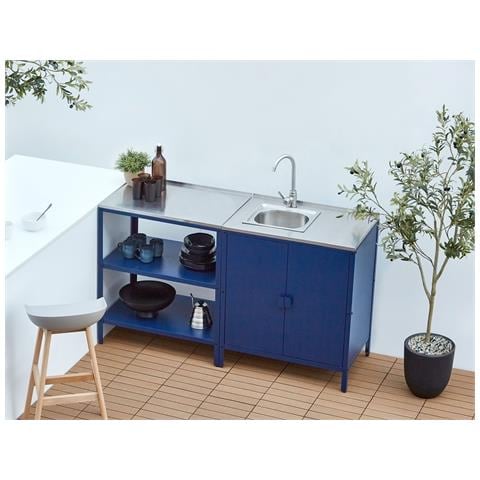 Isola Per Cucina Da Esterno In Acciaio Blu 80 X 50 X 92 Cm Vilama - Foto 1