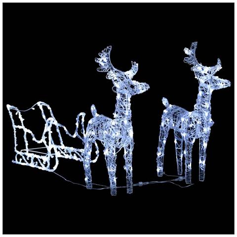 Decorazione Natalizia Renne E Slitta 160 Led 130 Cm In Acrilico - Foto 2