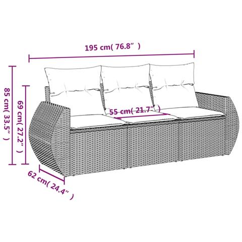 Lusso Casadino -  Set Divano Da Giardino 3 Pz Con Cuscini Beige In Polyrattan - Foto 2