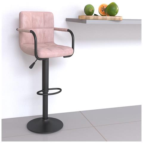 Sgabello Da Bar Rosa In Velluto - Foto 8