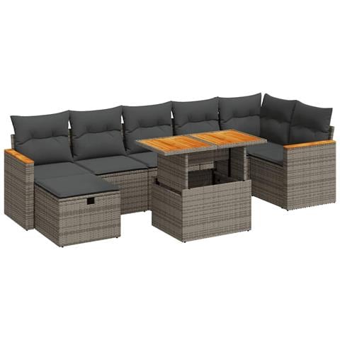 Set Divano da Giardino 5 pz con Cuscini Grigio in Polyrattan - Foto 1