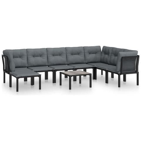 Set Salotto da Giardino 9 pz Nero e Grigio in Polyrattan - Foto 1
