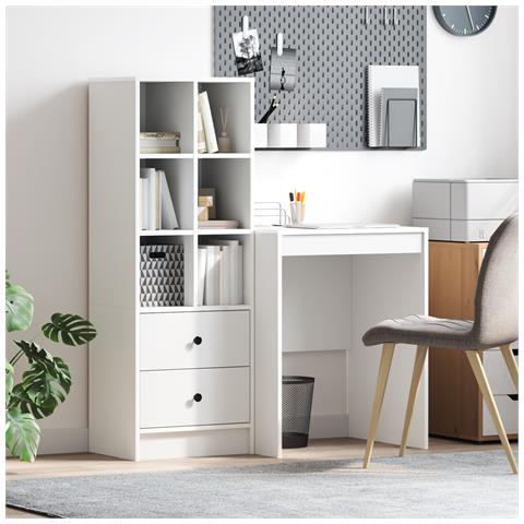 Scrivania con Storage Bianca in Legno Ingegnerizzato - Foto 2