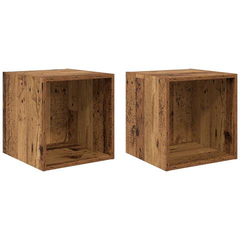 Armadi a muro 2 pz Legno Antico 37x37x37 cm Legno ingegnerizzato - Foto 1