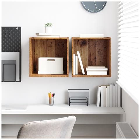 Armadi a muro 2 pz Legno Antico 37x37x37 cm Legno ingegnerizzato - Foto 2