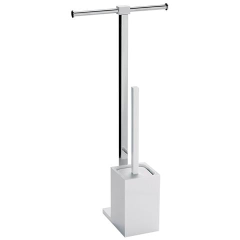 Colonnina Portarotolo E Scopino Wc Acciaio Inox E Resine Termoplastiche Serie Rainbow Ra32 Bianco - Foto 2
