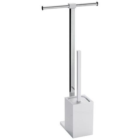 Colonnina Portarotolo E Scopino Wc Acciaio Inox E Resine Termoplastiche Serie Rainbow Ra32 Bianco - Foto 1