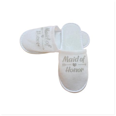 Pantofole Bianche ""maid Of Honor"" Per Feste Di Addio Al Nubilato E Spa Silver - Foto 1