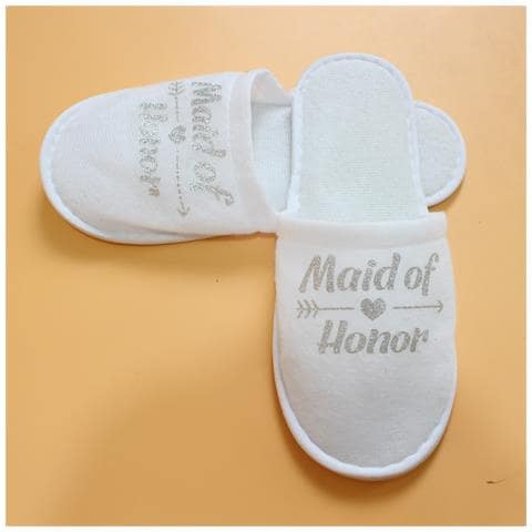 Pantofole Bianche ""maid Of Honor"" Per Feste Di Addio Al Nubilato E Spa Silver - Foto 2
