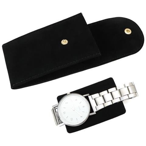 Custodia Portatile In Peluche Per Orologi - Morbida Borsa Per Orologi Meccanici Con Chiusura A Scatto Black - Foto 1