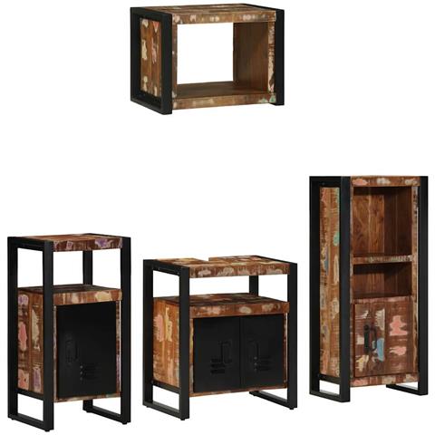 Set di mobili per il bagno 4 pcs Legno massello riciclato - Foto 1