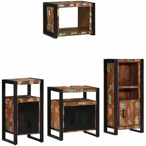 Set di mobili per il bagno 4 pcs Legno massello riciclato - Foto 2