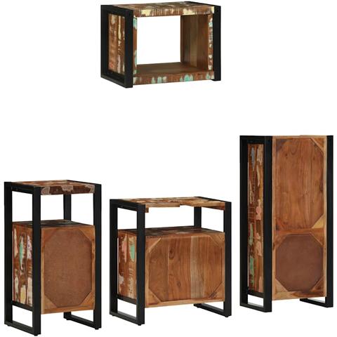 Set di mobili per il bagno 4 pcs Legno massello riciclato - Foto 9