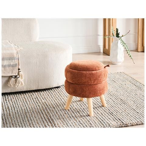 Pouf Contenitore Hawley Ciniglia Marrone Dorato - Foto 1