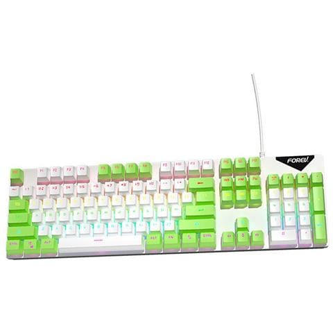 Tastiera Meccanica Cablata Retroilluminata Arcobaleno Interruttore Blu Hot-swappable 104 Tasti White+green - Foto 1