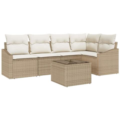 Set da Pranzo per Giardino con cuscino 6 pcs Beige e Crema - Foto 1