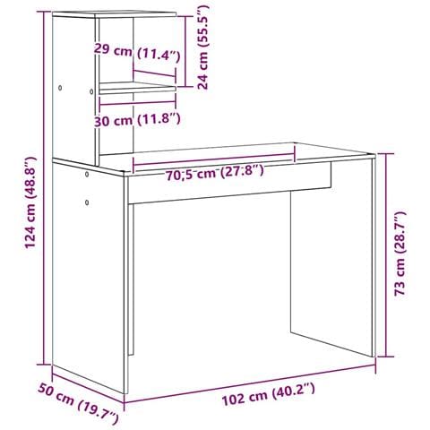 Scrivania con lo scaffale rovere artigianale 102 x 50 x 124 cm - Foto 9
