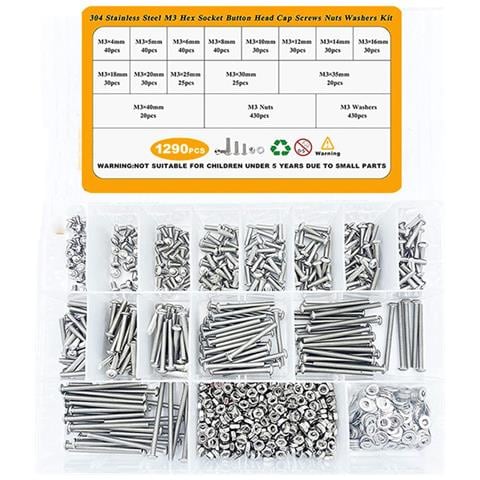 Set Di Viti E Dadi A Esagono Incassato In Acciaio Inossidabile 304 Da 1290 Pezzi - Assortimento Di Bulloni A Testa Cilindrica - Foto 1