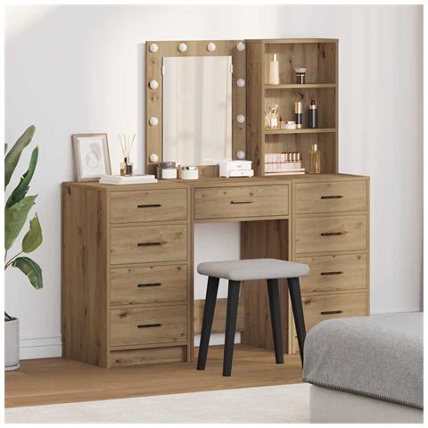 Tavolo da Trucco con cassetto 3 pcs Marrone 40 x 41 x 135 cm - Foto 2