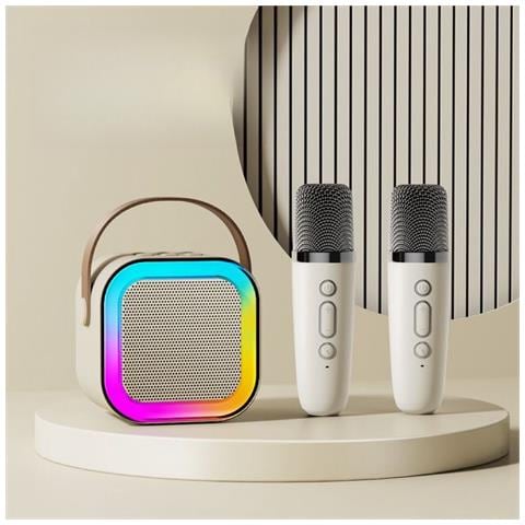 Altoparlante Karaoke Bluetooth Portatile (edizione Base) Con Due Microfoni E Altoparlante Beige - Foto 2