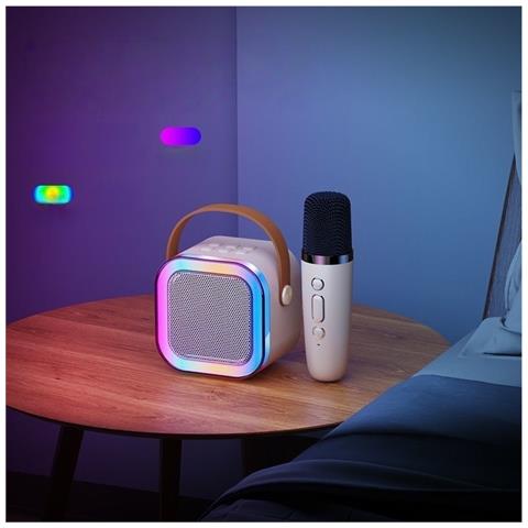 Altoparlante Karaoke Bluetooth Portatile (edizione Base) Con Due Microfoni E Altoparlante Beige - Foto 6