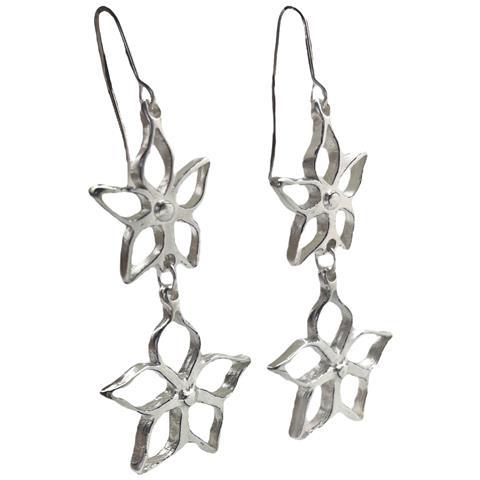 Orecchino Doppio Blom Lungo Irregolare In Argento Placcato Gancio 10µ - Foto 2