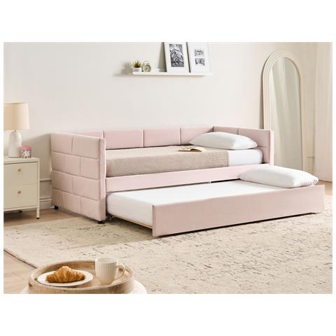 Letto Estraibile Velluto Chavonne 90 X 200 Cm Rosa - Foto 1