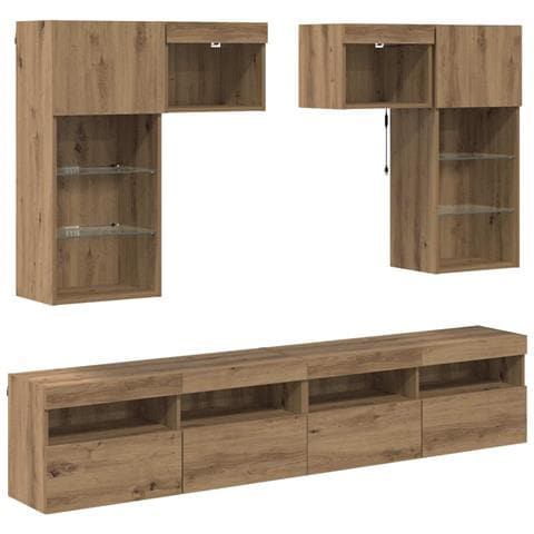 Unità per TV a Muro 6 pcs Legno vecchio 100 x 30 x 40 cm - Foto 1